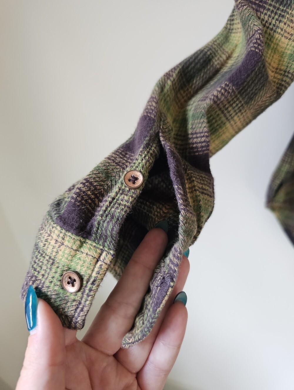 Urban Outfitters BDG Olive and Brown Plaid Button-Down Shirt - Picture 5 of 6